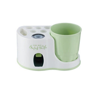 Urijk New Creative Toothbrush Holder Wash Suit Automatic Squeeze Toothpaste Sucker Home Bath set Bathroom Shelves Home Toothpast